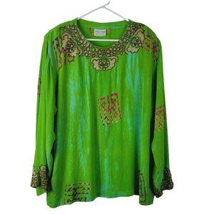 Vintage Sweet Lady Blouse Mature Women One Size Fits Most Beaded Bright ART